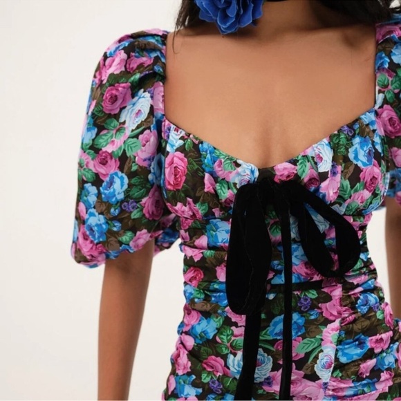 For Love & Lemons Floral Marley Mini Dress - Size Small - Picture 3 of 9